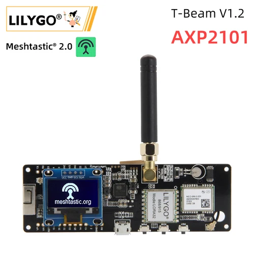 LILYGO® TTGO Meshtastic T-Beam V1.2 ESP32 LoRa Placa de desarrollo 433MHz 868MHz 915MHz 923MHz WiFi BLE GPS pantalla OLED AXP2101