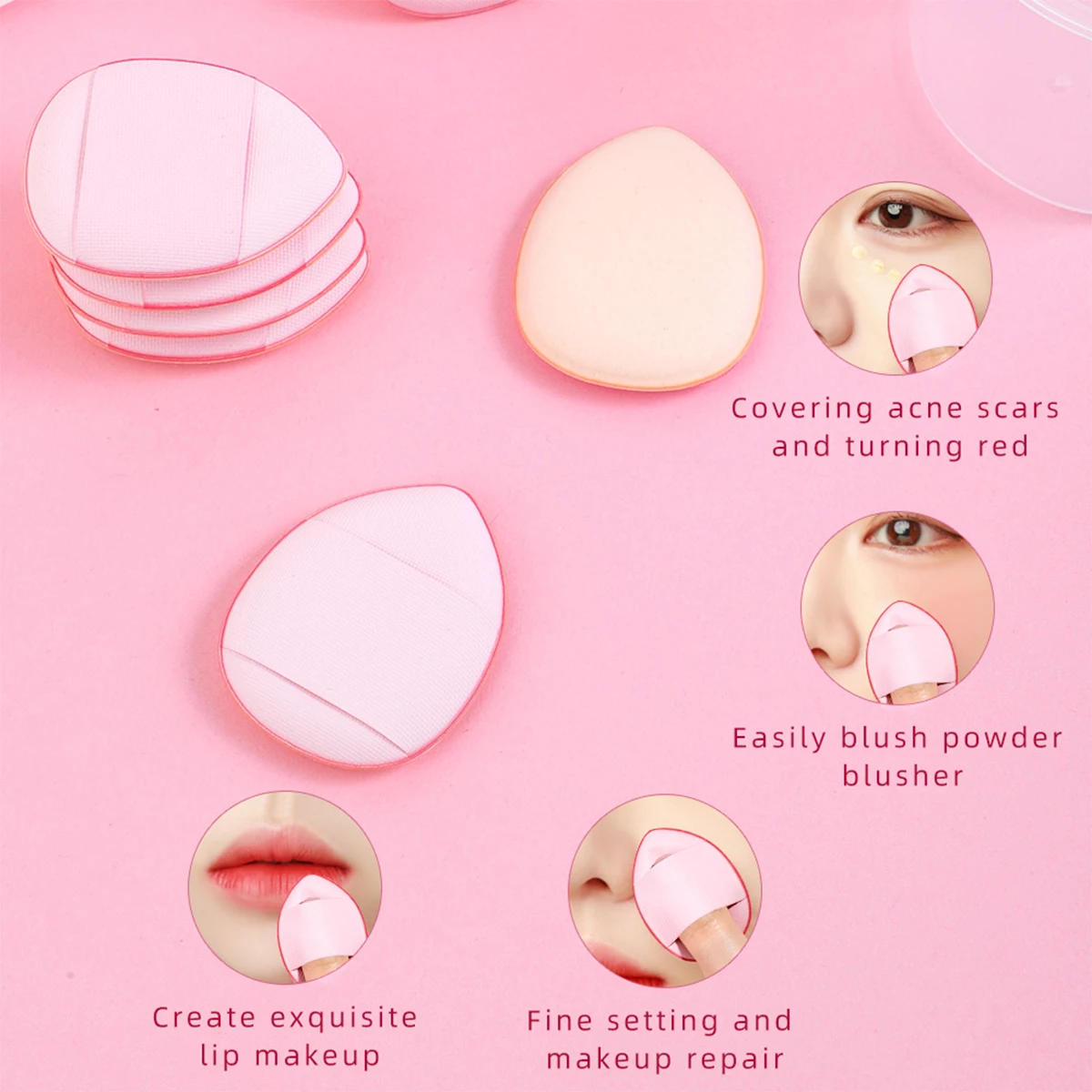 10pcs Finger Makeup Sponge Puff, Mini Thumb Size Cushion Concealer Tip Sponge Puff,Giveaways,Travel,Cheap Stuff,Travel Essential