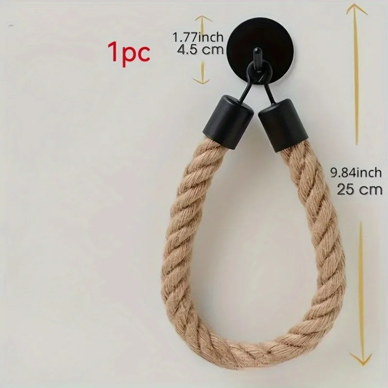 1PC Toilet Roll Paper Holders Hemp Rope No-Drill Wall Mounted Towel Rack Washroom Decor Tissue Holder Bathroom Storage Organizer - view 5