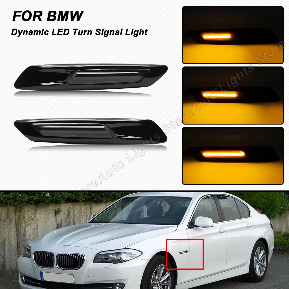 

LED Dynamic Side Marker Lights Sequential Turn Signal Lamps For BMW 5-Series F10 F11 528i 528iX 535i 535iX 550i 550iX Hybrid 5