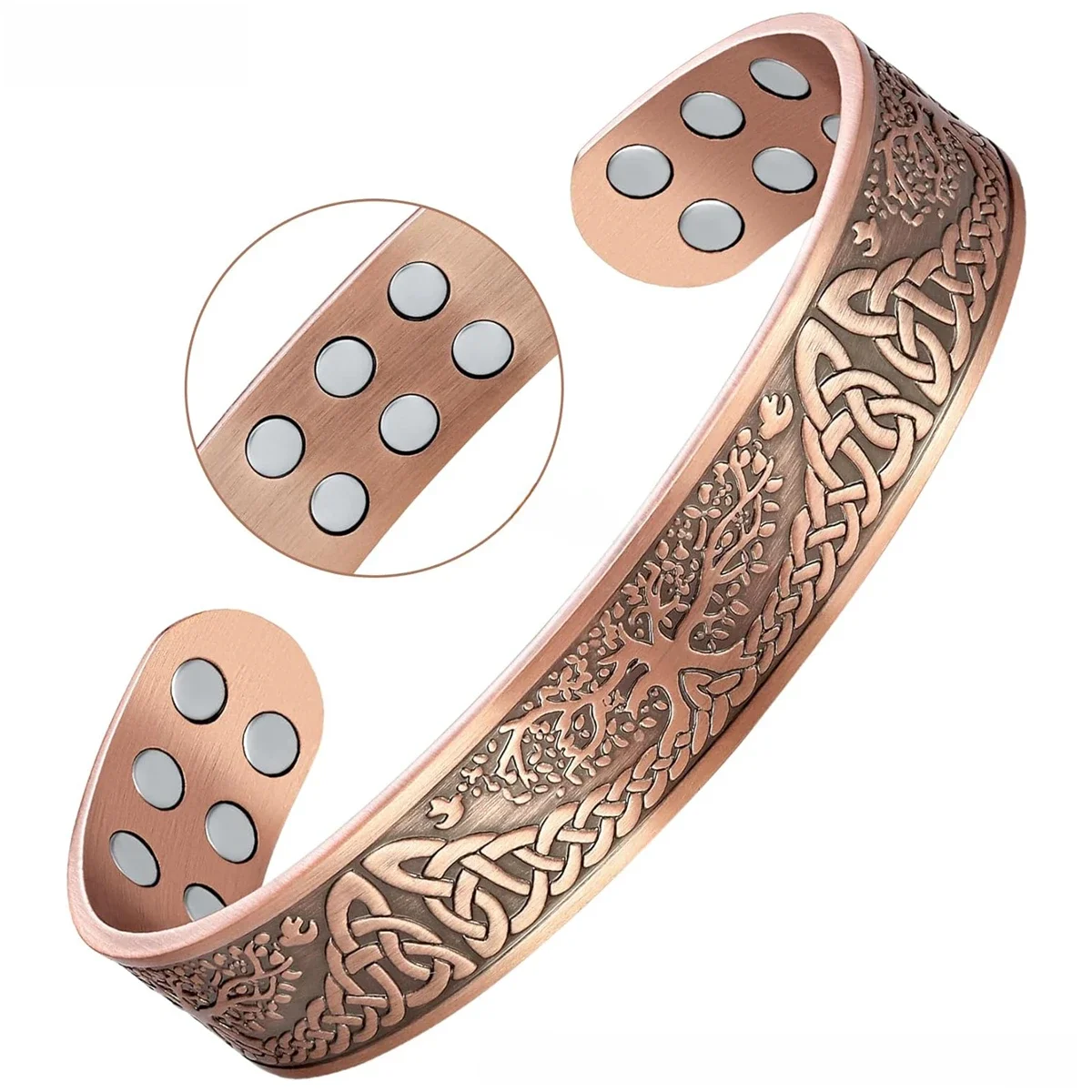 ARADOO – bracelets magnétiques en cuivre pour hommes et femmes, avec aimants en néodyme, arbre de vie, bracelet en cuivre pur, bijoux cadeau 3