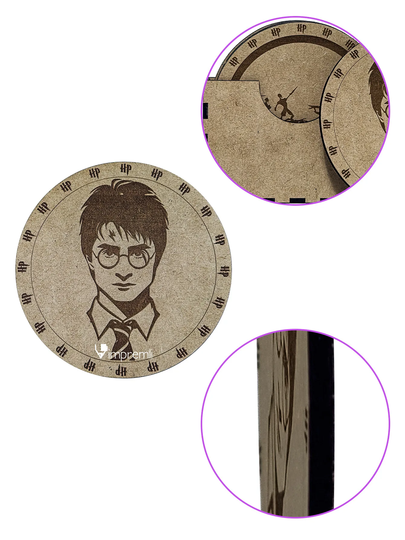 Posavasos Madera Tipo Harry Potter Mdf Impremli