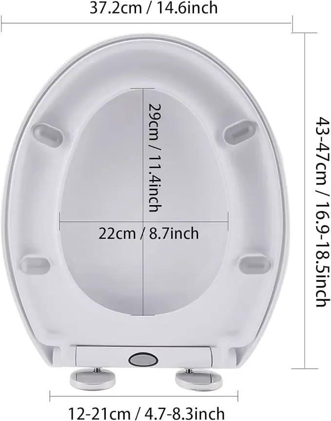 Ovaler Toilettensitz, Toilettendeckel mit Soft-Close & Schnellverschluss, 360° ° Verstellbare Scharniere, einfache Deckelbefestigung für WC, weiß