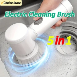 1set Electric Spin Scrubber With 5 Replaceable Brush Head  Cordless Electric Clean Brush Handheld Rechargeable Shower Scrubber