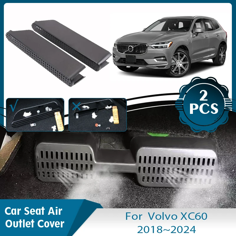 Car Air Exhaust Vent Covers For Volvo XC60 2018 ~2024 2022 2023 Rear Seater Conditioner Outlet Anti-Clogging Sticker Accessories