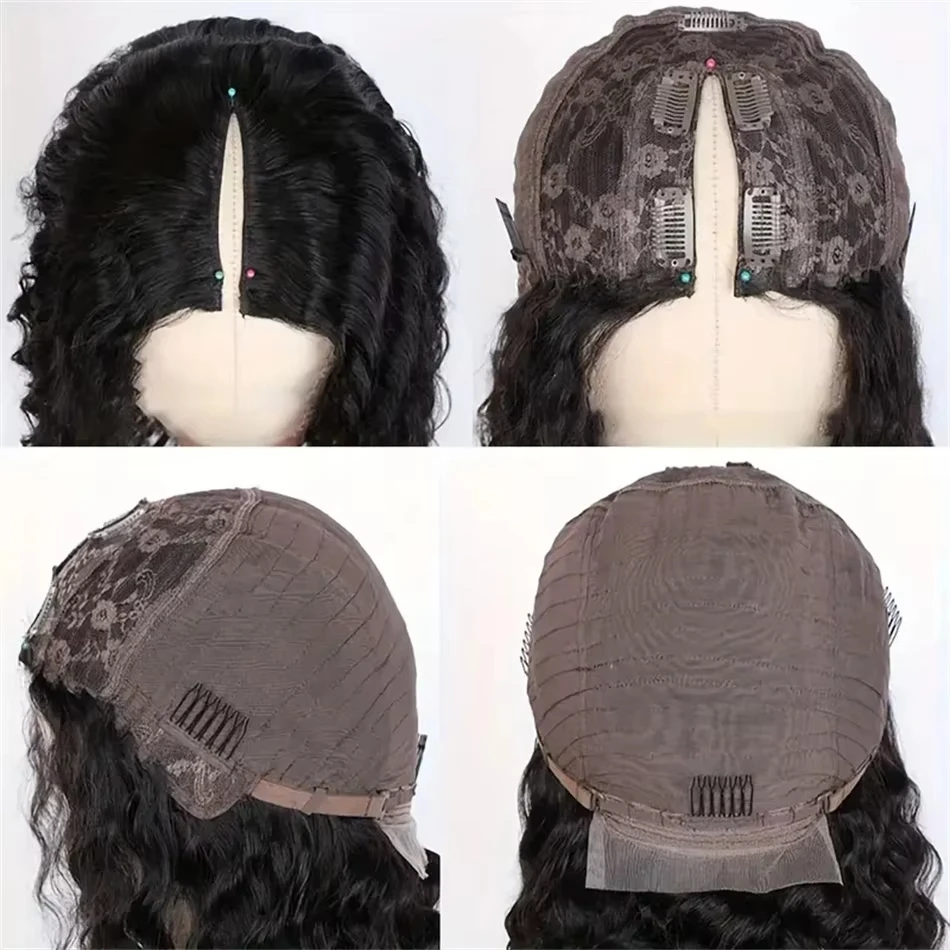 Kinky Curly V Part Wig 100% Human Hair Wigs Brazilian Upgrade 200% Density V Part Wig Curly Human Hair Wig For Black Women