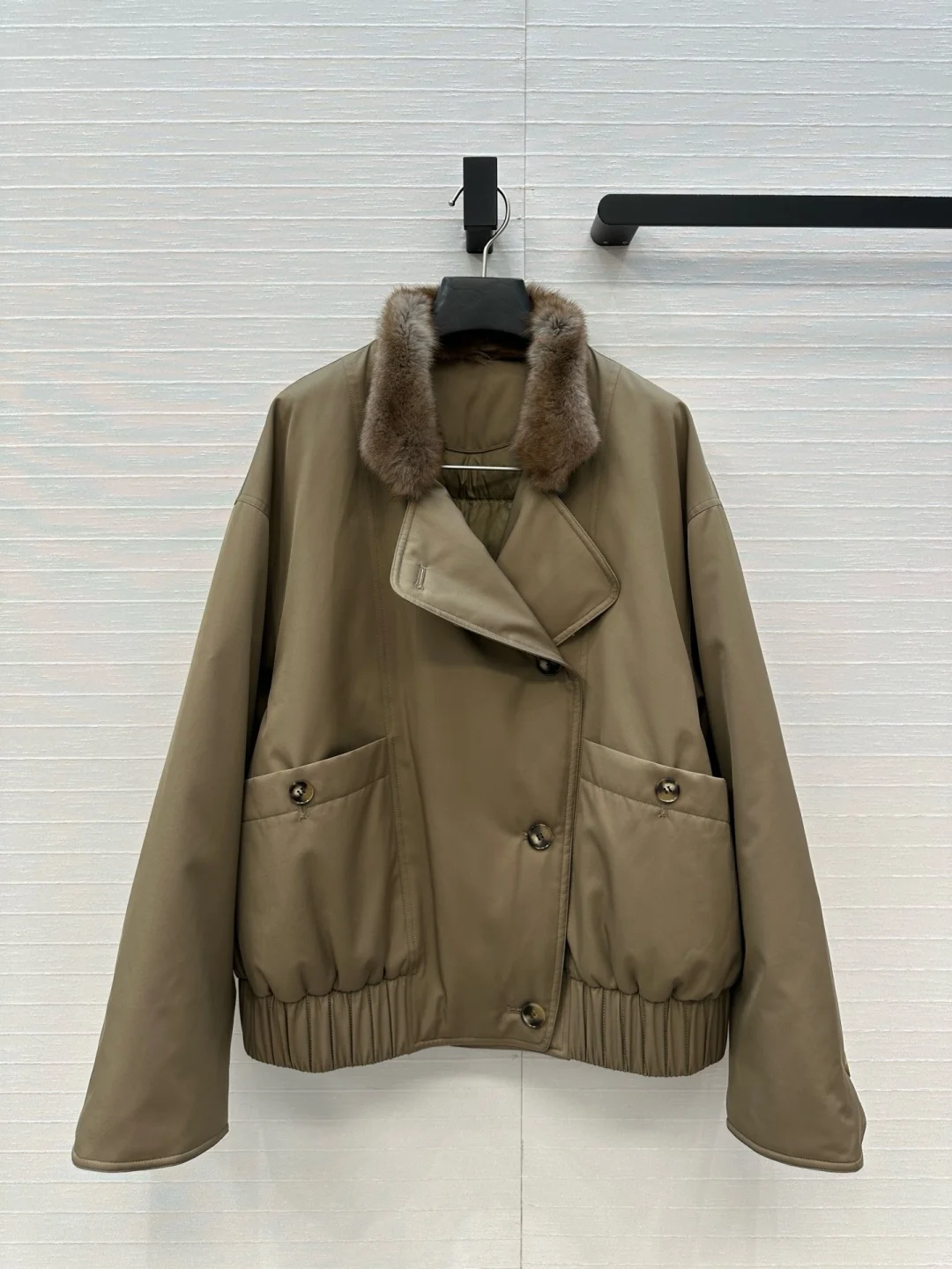 سترة سفلية بياقة من فرو الثعلب الفنلندي، بطانة من الجرافين، نسيج الذاكرة اليابانية، معطف بياقة واقفة كبير الحجم، سترة شتوية فاخرة