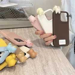 Cute Cartoon Animal Phone Case for Apple Leather Cover Kawaii Protective Cases for iPhone 16 Pro 15 12 13 14 Pro Max 15Pro