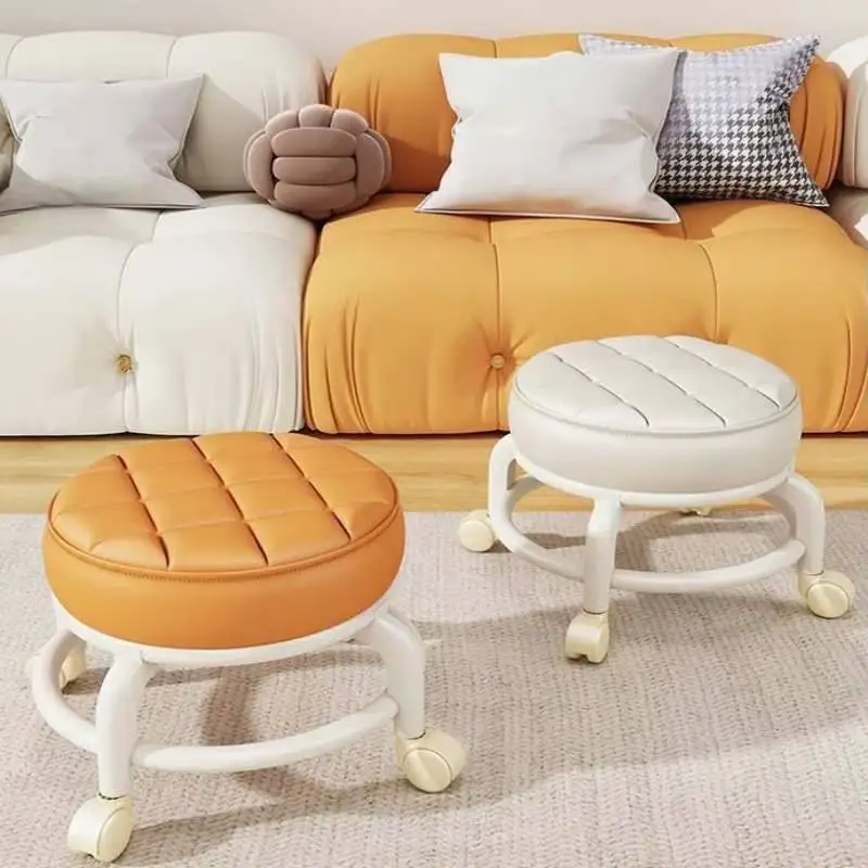 بكرة، مقعد منخفض، عجلة عالمية، مقعد صغير، مقعد بعجلات، مقعد تغيير الأحذية متعدد الوظائف للأطفال، مقعد دائري #2