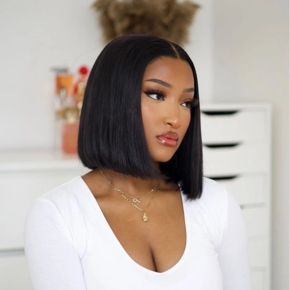 

6inch Short Bob Wig 13x4 Lace Frontal Wig Human Hair 180 Density Bone Straight Bob Wig Lace Frontal Human Hair Wigs For Women