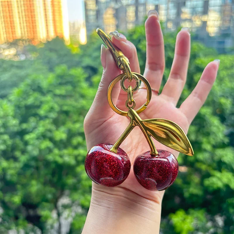 Cherry Charm Handtas Hanger Sleutelhanger voor Dames Prachtige internetberoemde Crystal Cherry Bag Accessoires Hoogwaardige hanger - afbeelding 2