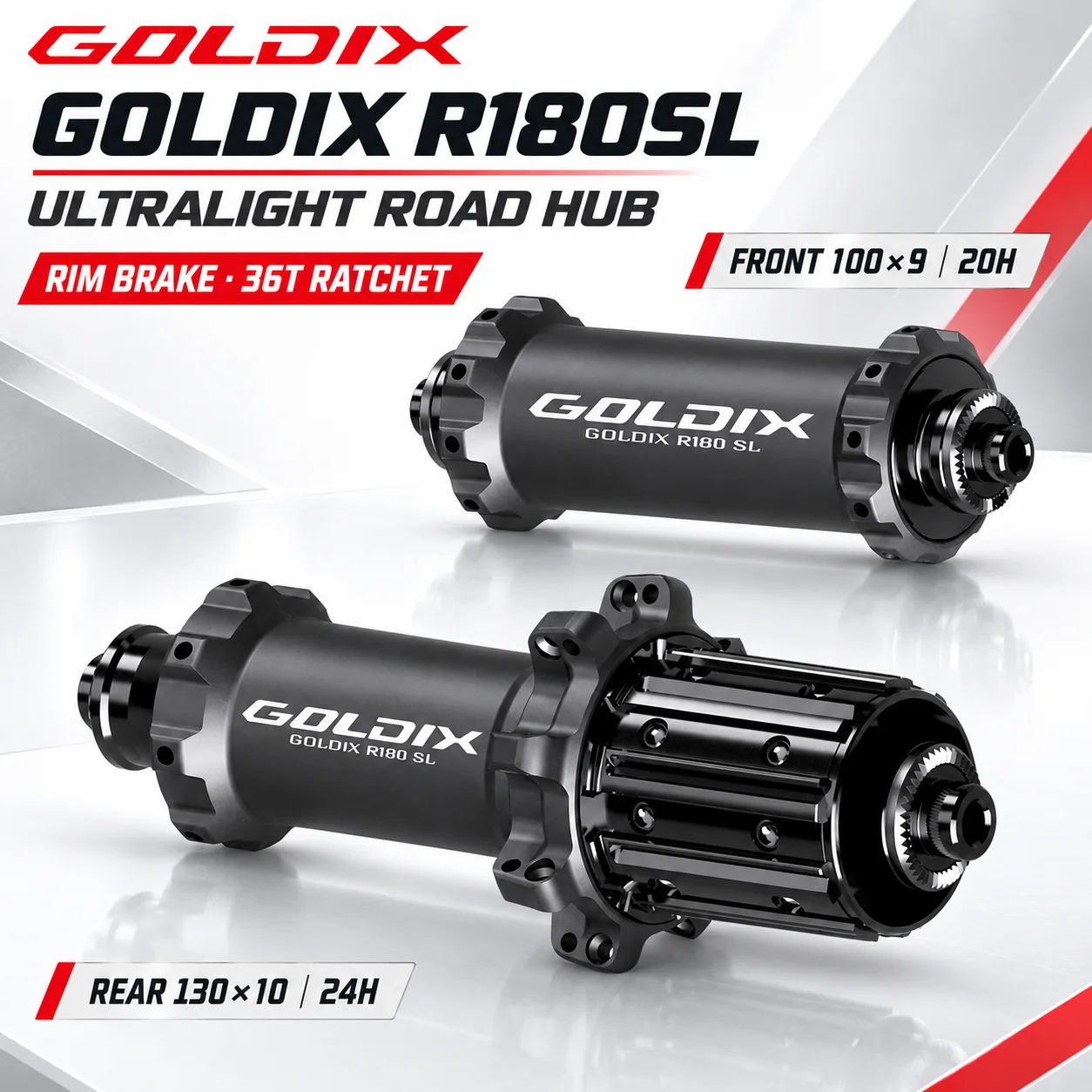 GOLDIX R180SL Ultralight Road Hub 20H Front 24H Rear 36T Ratchet Approx 240g Rim Brake V Brake U Brake HG XDR Freehub Wheel Hub