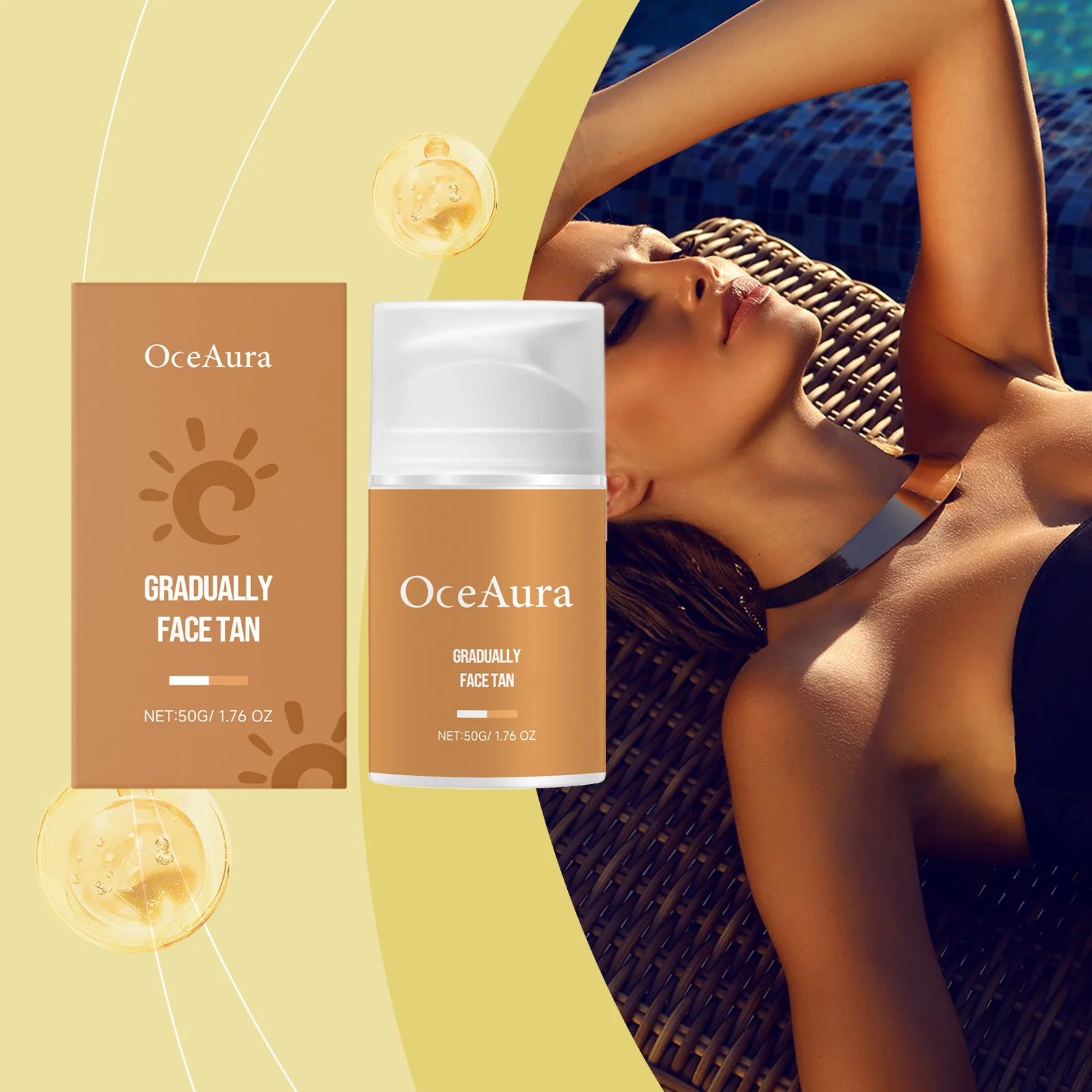 Oceaura 50g loción autobronceadora cuerpo Solarium bronceador falso acelera reparación hidratante de larga duración bronceador crema bronceadora