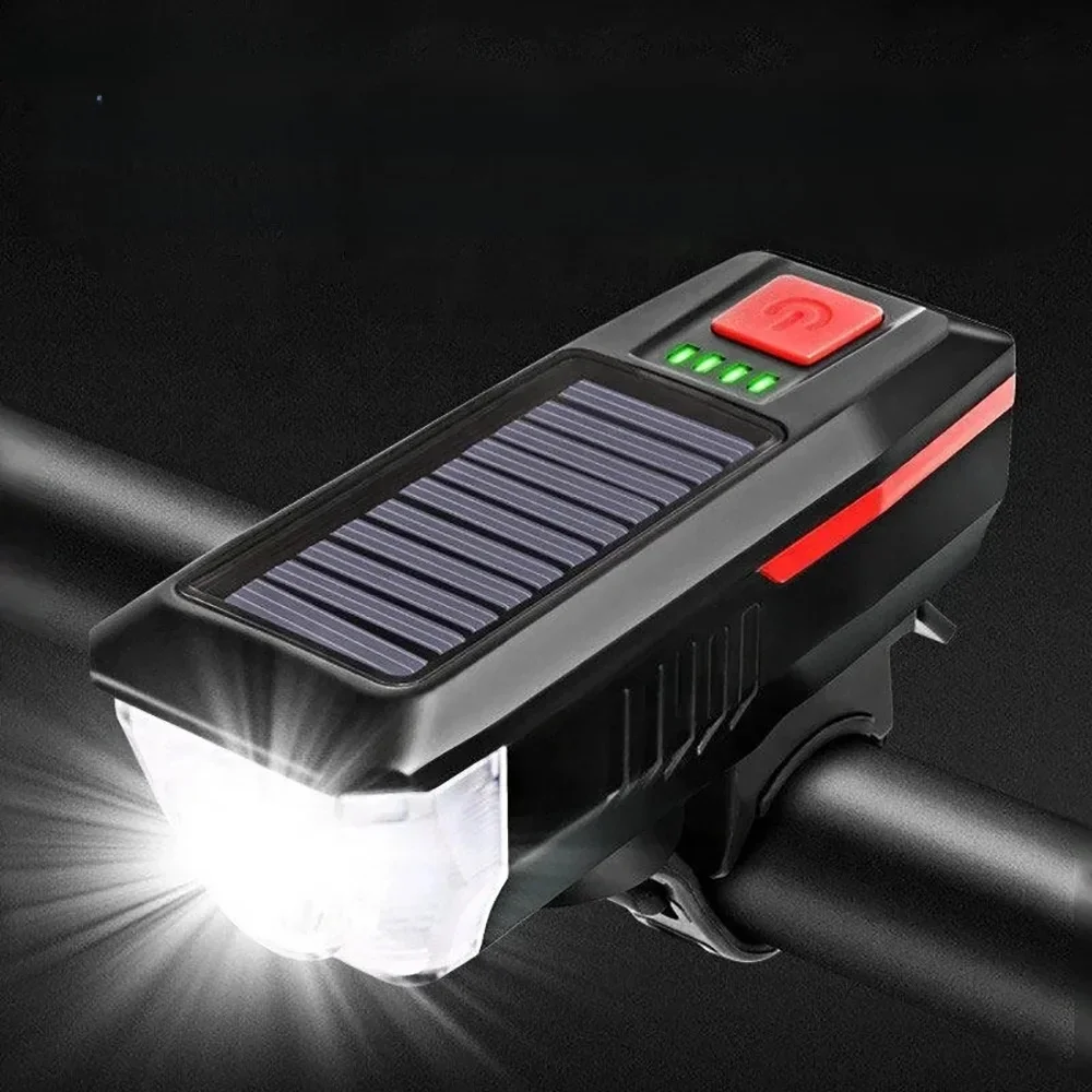 AliExpress Solar Bicycle Light USB Rechargeable Power Display MTB Mountain Road Bike Front Lamp with Horn Flashlight Bicycle Light