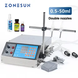 Zonesun 2 ヘッド半自動蠕動ポンプ液体充填機の香水ジュースエッセンシャルオイルボトル水製造機