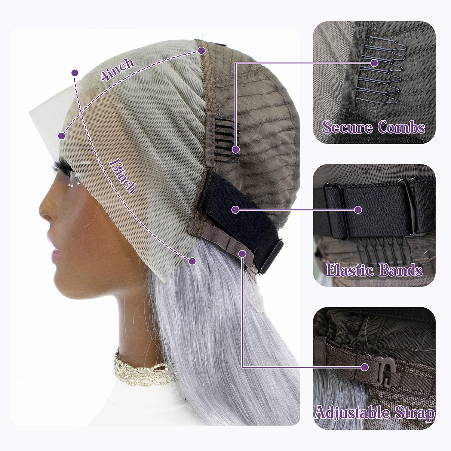 Short Bob Cut Straight Wigs Silver Grey Color Lace Front Wigs Brazilian Human Hair 13x4 Full Frontal Bob Wigs For Wholesale