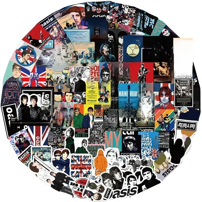 AliExpress NONE 100/50PCS British Rock Band Oasis Graffiti Stickers for Bicycle Hand Account Pencil Case Decals
