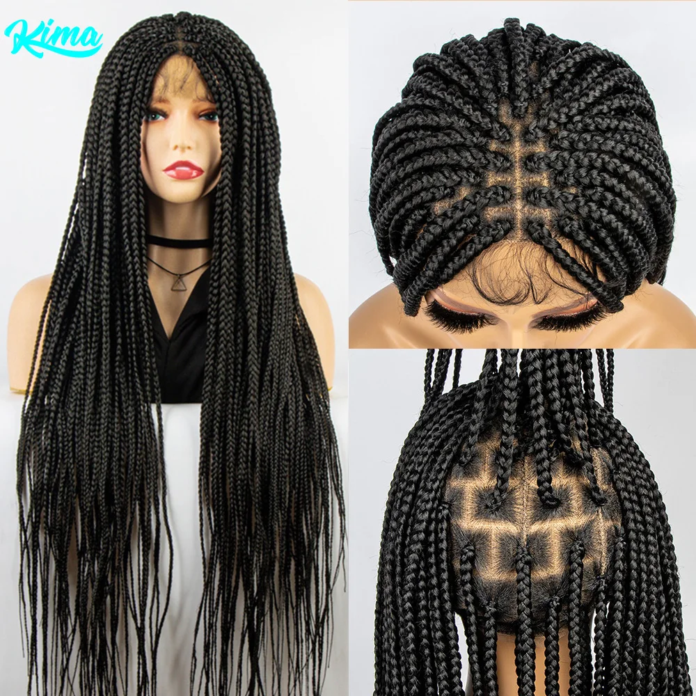 

36 inches Double Full Lace Braided Wigs Box Braided Wigs Knotless Cornrow Braids Synthetic Lace Front Wig Hand Braided Wigs