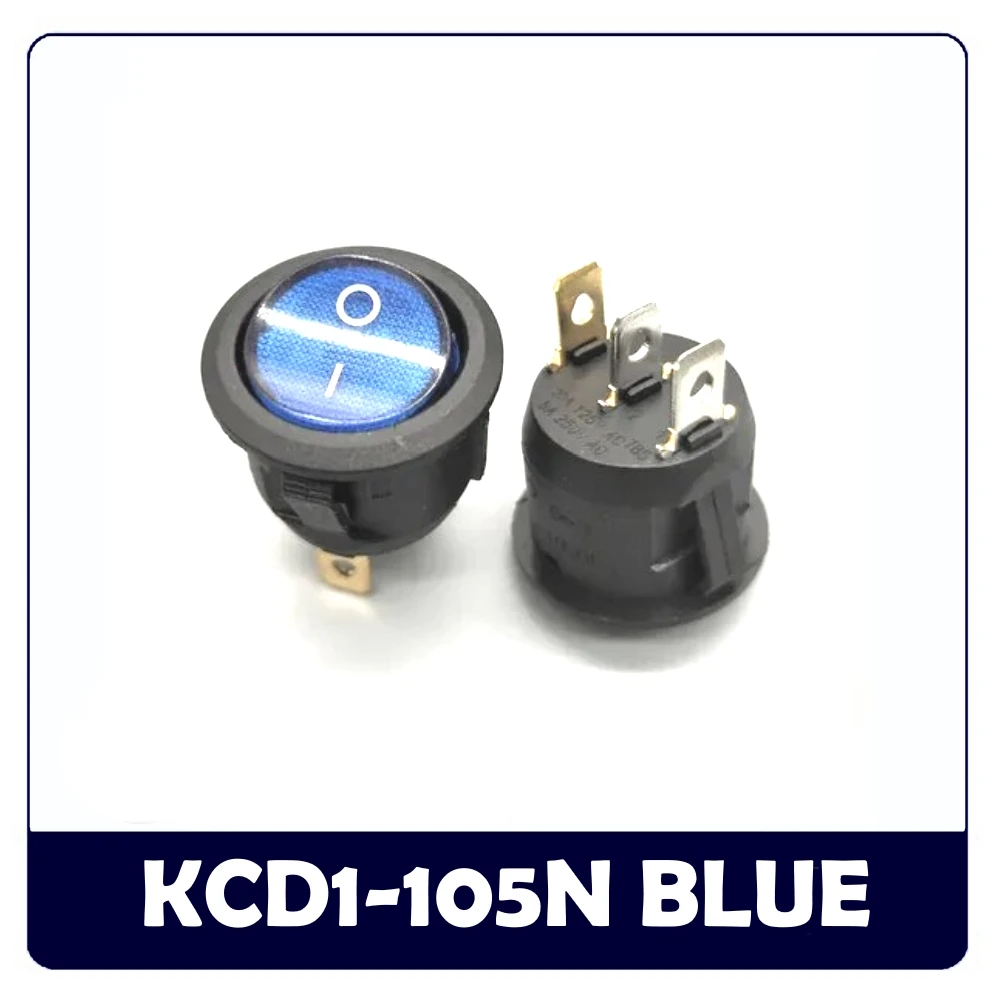 KCD1-105N Saklar Rocker ON-OFF dengan Lampu SPST 3 Pin Tembaga 23Mm 6A 250VAC/10A 125VAC