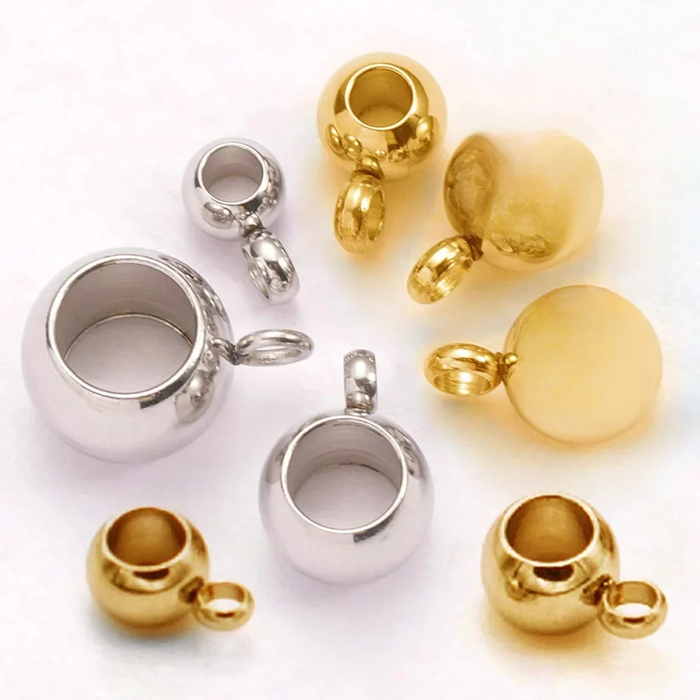 10 sztuk koraliki dystansowe ze stali nierdzewnej wisiorek Charms zatrzaski złoty kolor koraliki kaucji dla DIY komponenty do wyrobu biżuterii otwór 2-4mm koraliki — zdjęcie 2