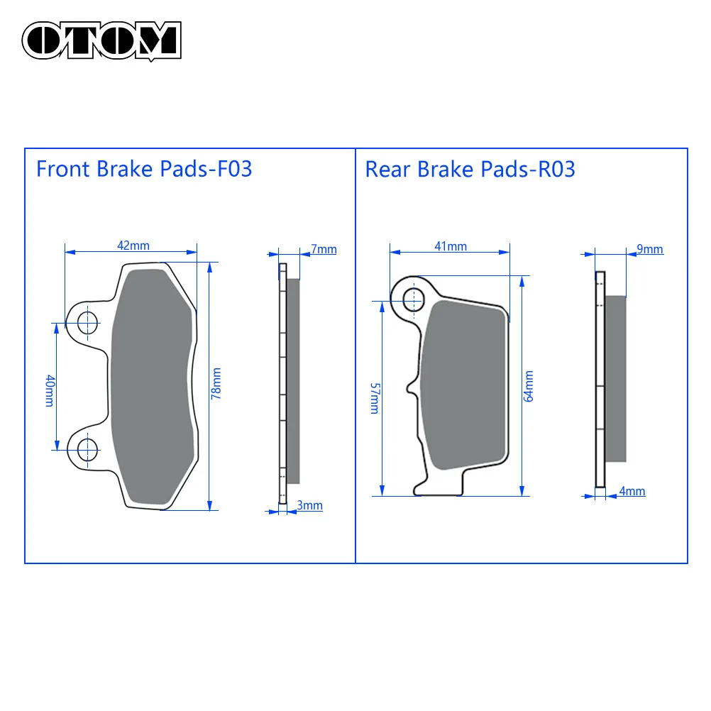 OTOM Motorcycle Front & Rear Brake Pads Set Copper Sintered Base Disks F03/R03 For KAYO T4 T6 K6 X2 KEWS K16 K18 Motocross Parts