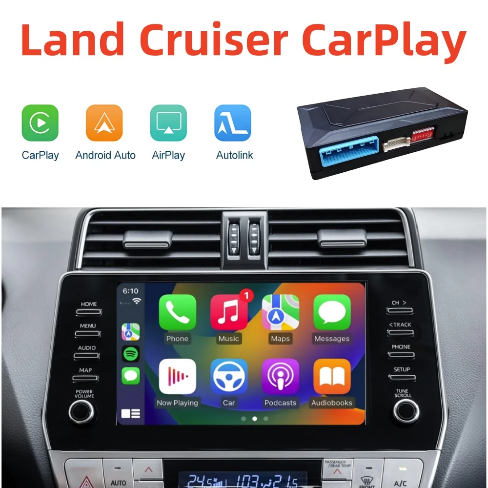 Apple CarPlay Toyota Land Cruiser Prado Wireless Android Auto Add Reverse Camera Interface Box iPhone AutoLink Mirroring