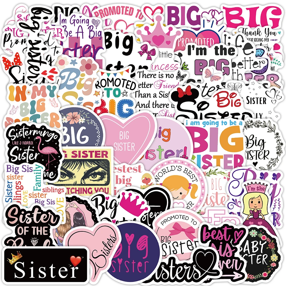 50PCSBig Sister ملصق الكتابة على الجدران الديكور الغيتار اللوحي DIY الأمتعة المحمول جراب هاتف لعبة ملصق مضاد للمياه