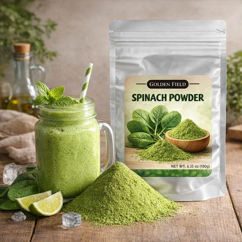 Spinach Powder - Vegetable Powder - Fine Green Powder for Smoothies, Soup Bases, Baking - Fresh Taste, Easy to Mix, Reusable Bag