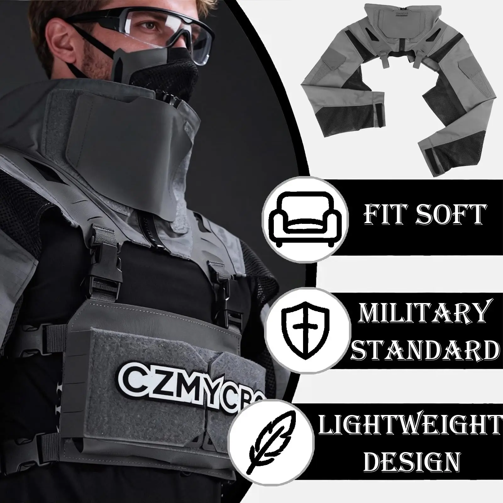 سترة صيد موحدة قتالية تكتيكية مع حقيبة ثلاثية ماج، أكمام قتالية خفيفة الوزن ومريحة للتنفس #1