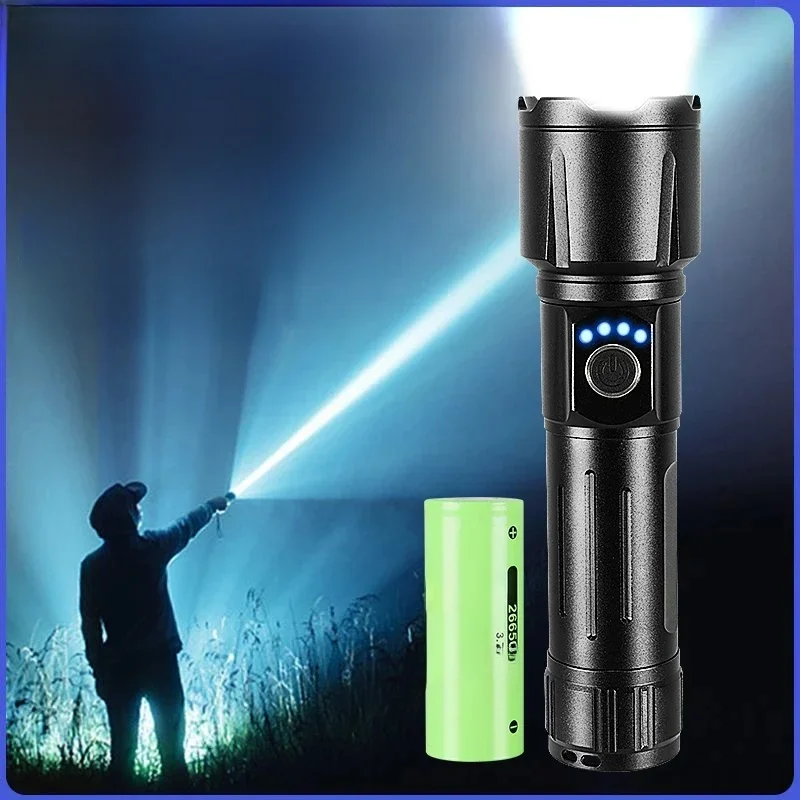 1000000LM Alloy High Power LED Flashlight 5000mAh Ultra Powerful Rechargeable Big Capacity Army Tactical Torch Outdoor Lantern