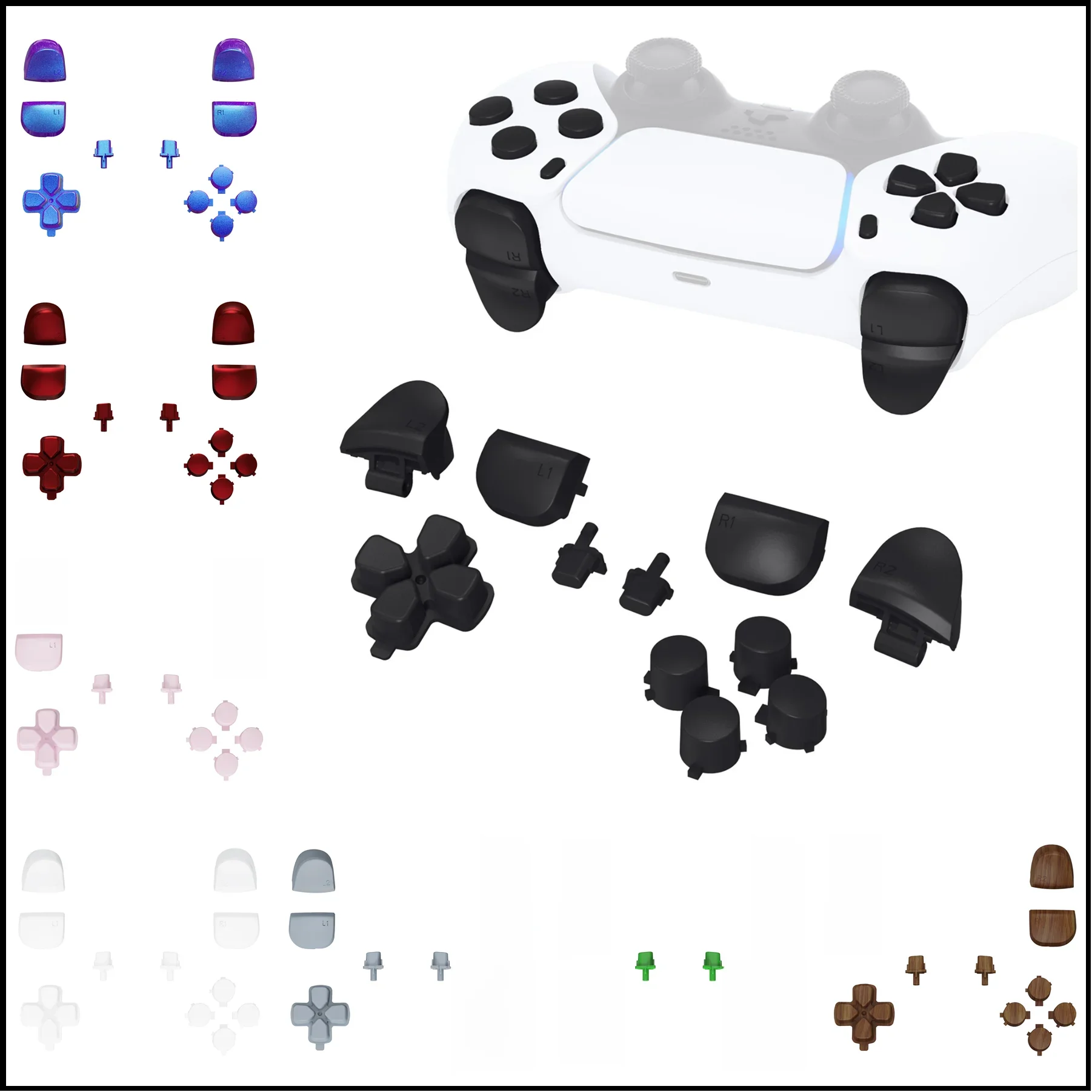 Extreme – d-pad R1 L1 R2 L2, déclencheur Options de partage boutons de visage, ensemble complet de boutons compatibles avec le contrôleur ps5