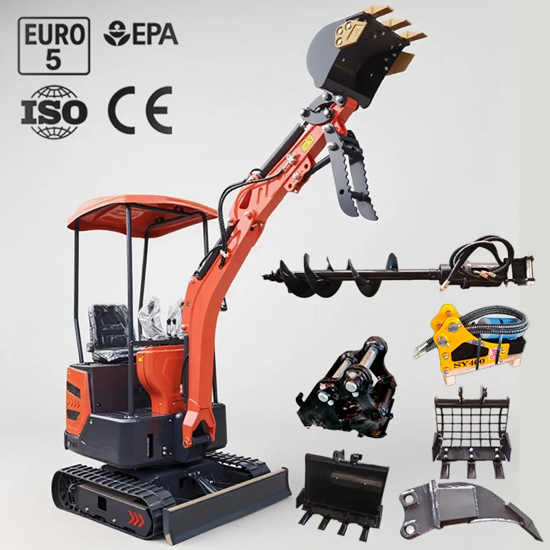 [اختيار علوي] حفارة صغيرة 1.5 طن كوبوتا محرك الديزل حفارة زاحفة للاستخدام المزرعة حفر الخنادق مخصصة EURO5 CE EPA