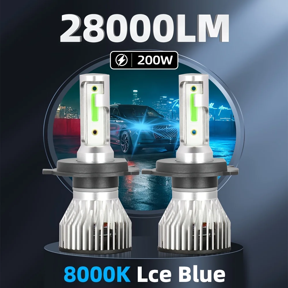 2PCS LED Headlight Bulbs 9005/HB3 9006/HB4 H1 H7 H11 H4 28000LM 8000K And 6000K to Choose 2 Sides COB Chips 12-24V Vehicle Use