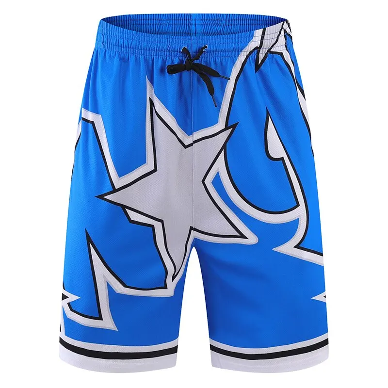 Men Youth Shooting Star Basketball Shorts Breathable Quick-dry Professional Style Solid Shorts