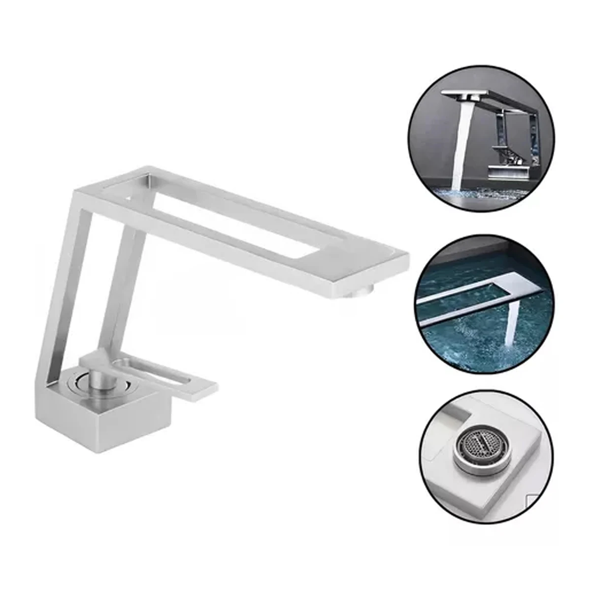 Torneira Misturador Monocomando De Banheiro Quadrada Bica Alta Moderna Luxo Cromado Ca8206c