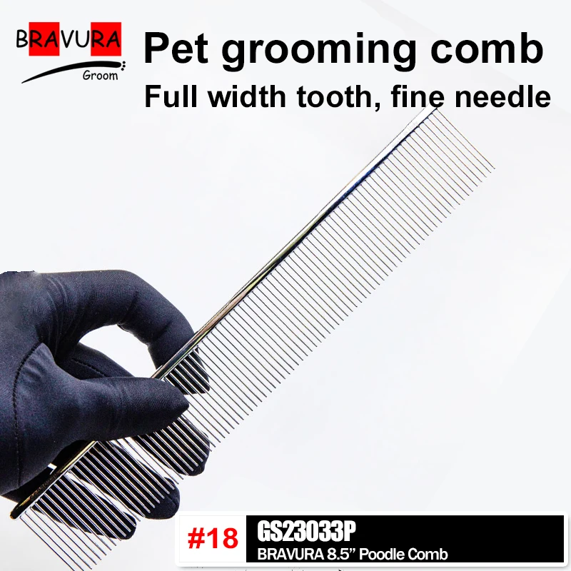 Stainless Steel Comb Pet Grooming  for Dogs and Cats Gently Removes Loose Undercoat, Mats, Tangles a