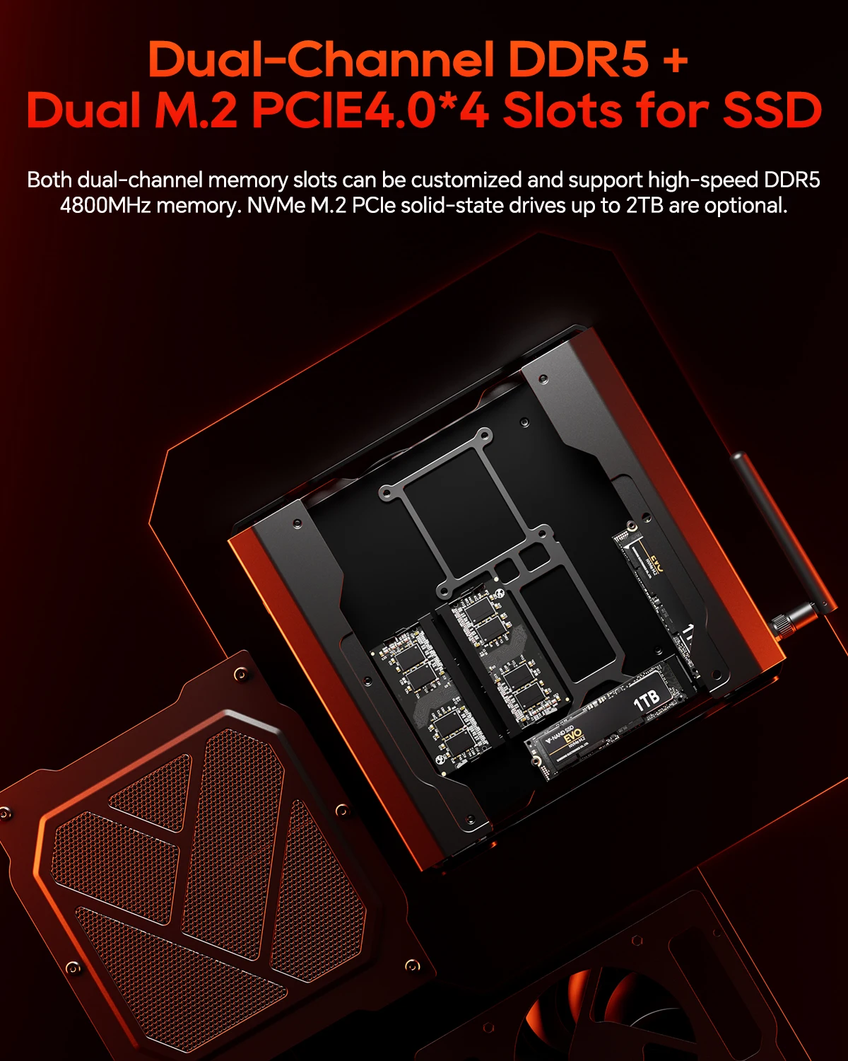 AOOSTAR GODZ Mini PC AMD R7 7435HS 8-core 16-thread Computer DDR5 PCIe 4.0 SSD WiFi 6 High Performance Gaming Desktop Computer