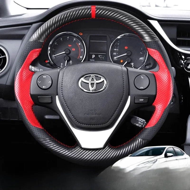 Ręcznie szyty sportowy skórzany pokrowiec na kierownicę samochodową do Toyota Corolla IM US 2014-2019 RAV4 2013-2018 Scion Im 2016 — zdjęcie 2