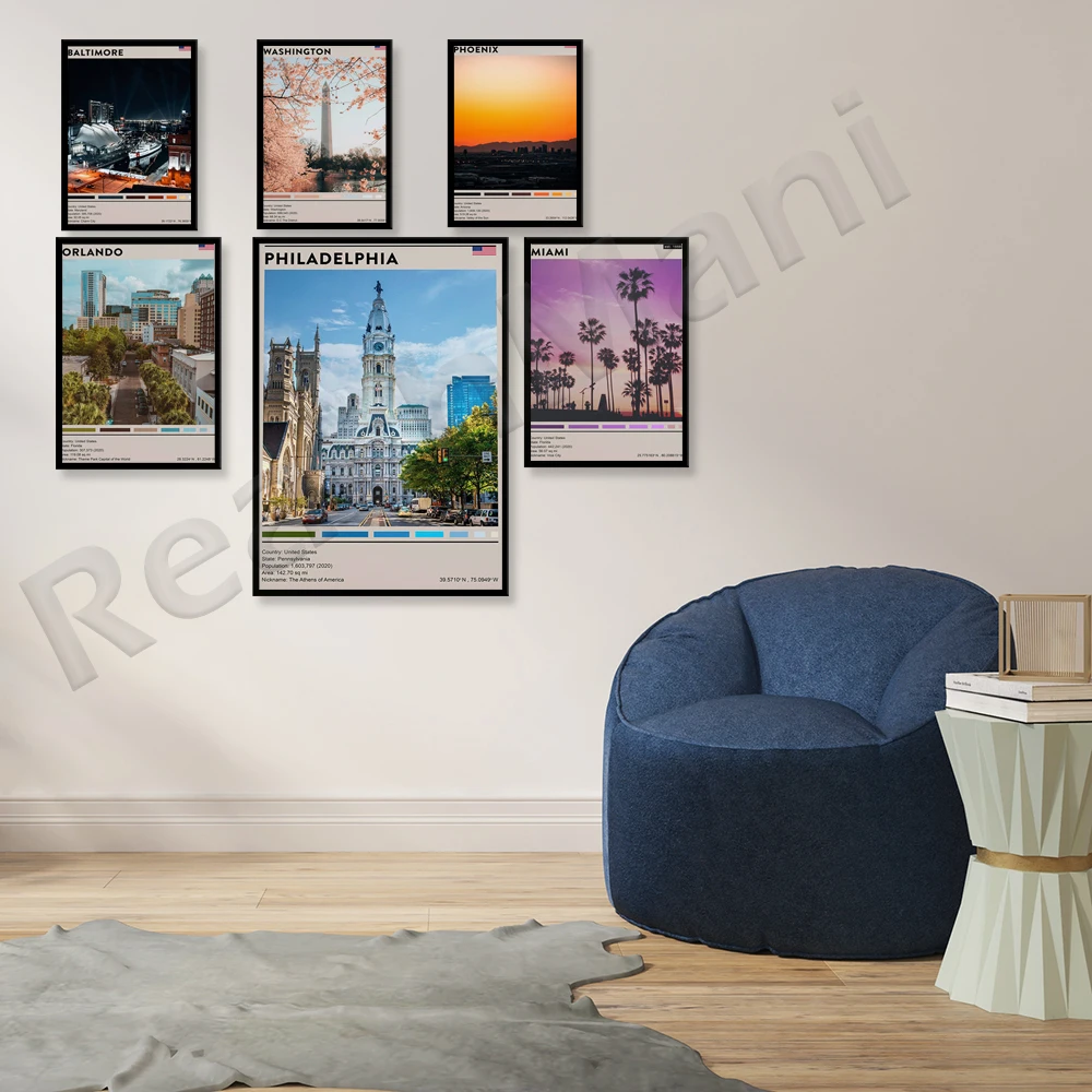 بالتيمور ماريلاند، هيوستن، فيلادلفيا، واشنطن، أريزونا، فلوريدا تكساس، ماساتشوستس، سان فرانسيسكو الولايات المتحدة الأمريكية ملصق السفر