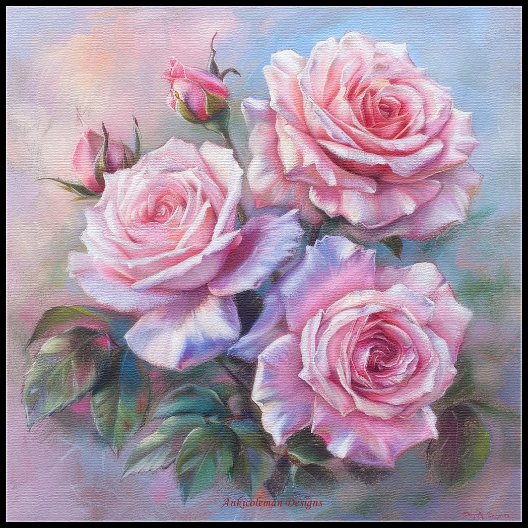 Embroidery Counted Cross Stitch Kits Needlework - Crafts 14 ct DMC Color DIY Arts Handmade Decor - Pink Roses 9