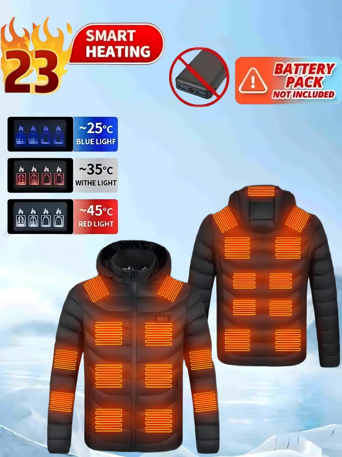 Хлопковая куртка с умным подогревом, зимняя верхняя одежда