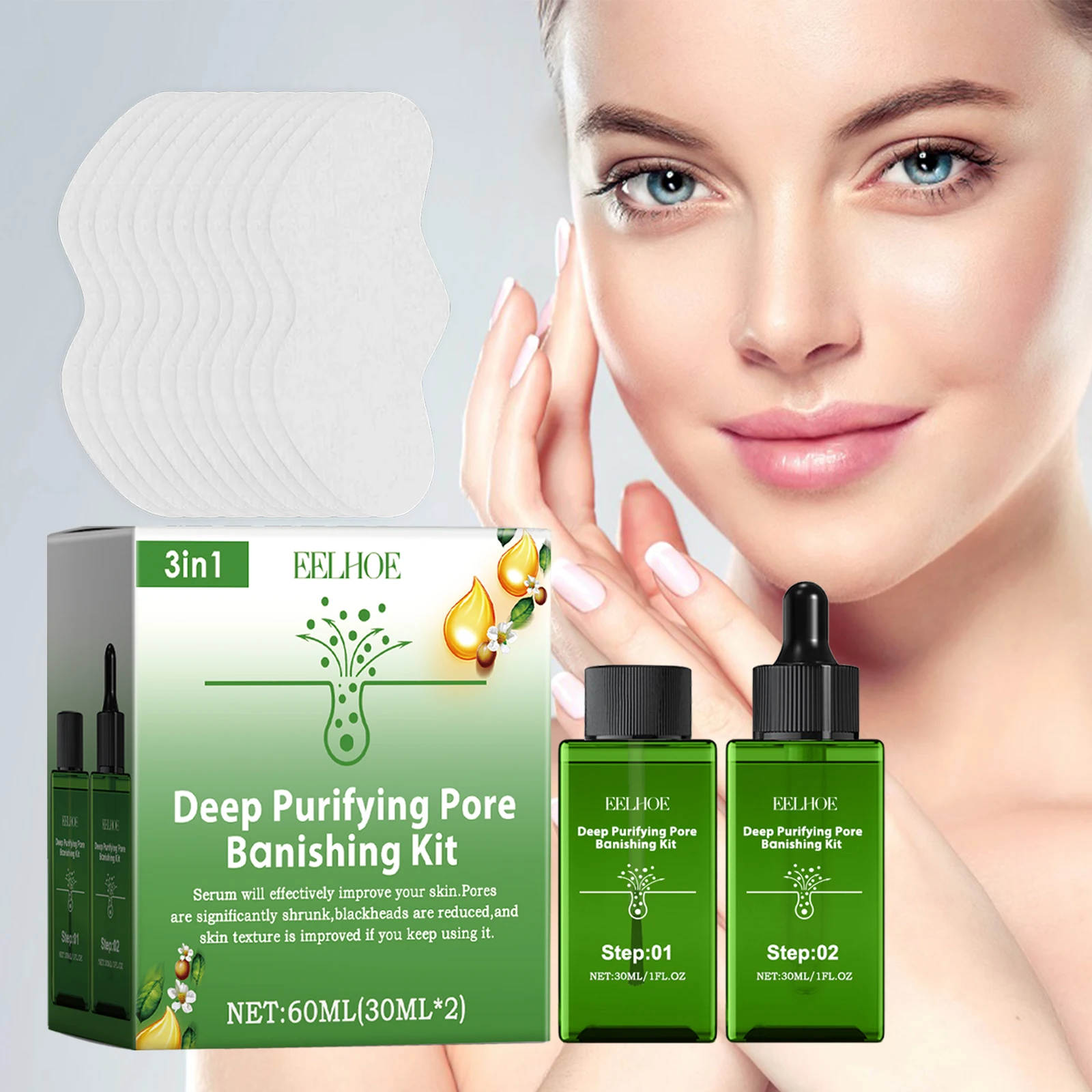 

Eelhoe 1set Tea Tree Blackheads Removal Serum Kit Cleansing Pores Dirt Moisturizing Skin Shrink Pores Oil Control Serum Set