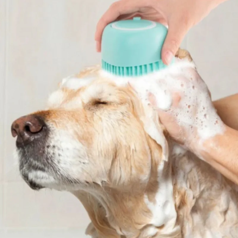 Dog bath brush/pet pet cat bubble shower silicone brush