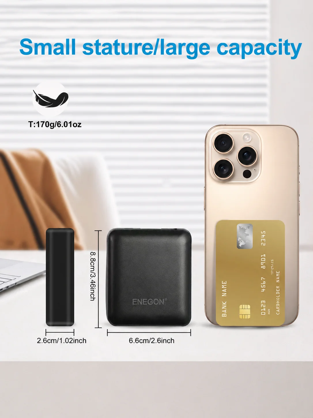 Mini Powerbank 10000mAh 22,5W Schnellladung Eingebautes USB-C-Kabel Taschenformat Tragbares Ladegerät für iPhone 17/16 Samsung