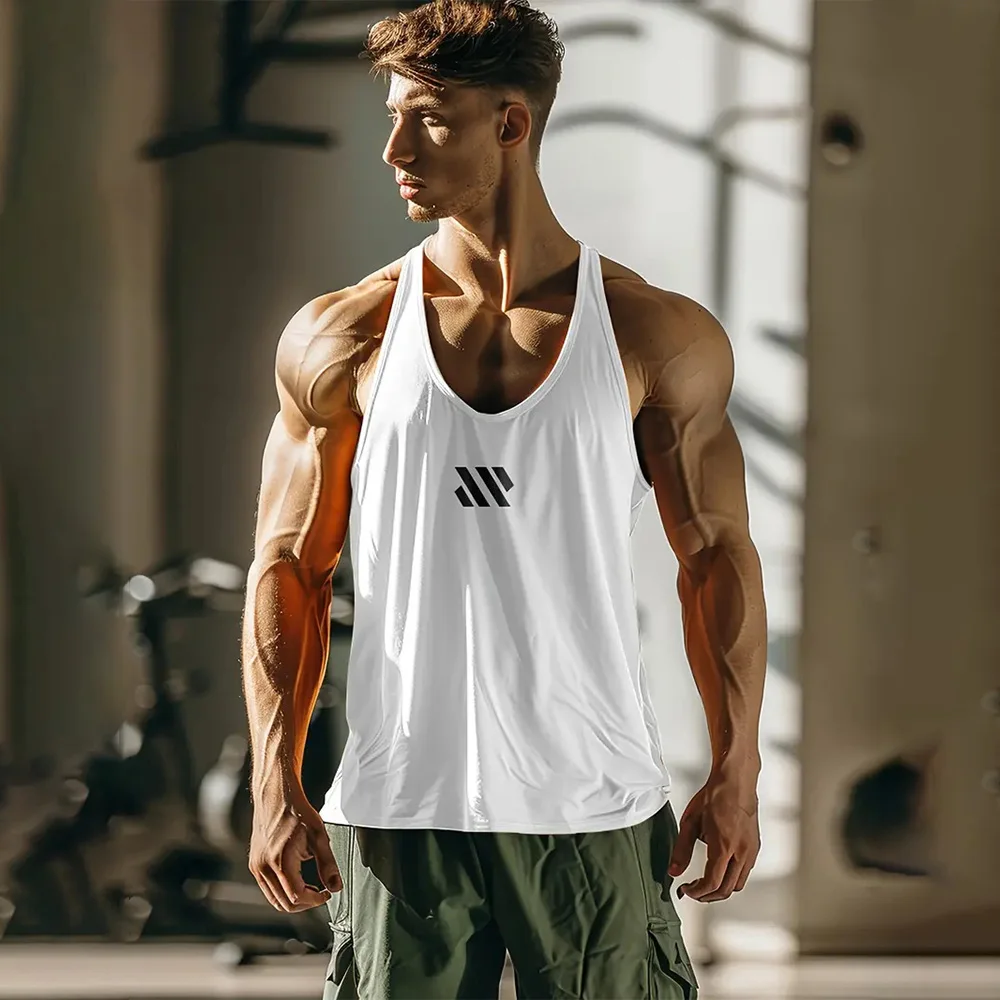 2024 Fashion Urban Street Crewneck Sleeveless Men\'s Vest Daily Leisure Sports Fitness Breathable Comfortable Sleeveless Vest