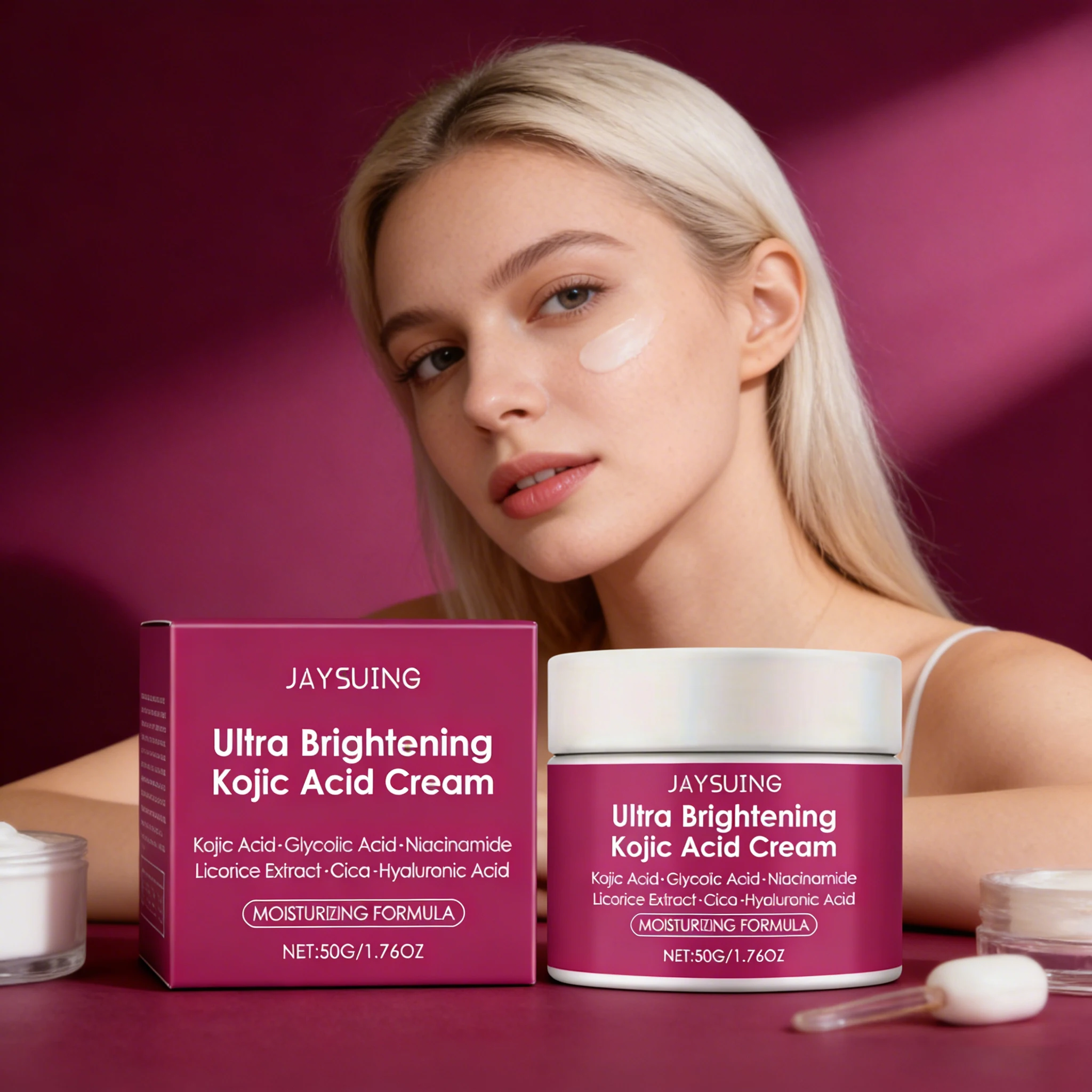 

Крем с койевой кислотой JAYSUING для осветления кожи, быстрого устранения меланина, удаления тусклых пигментных пятен, укрепления кожного барьера и увлажнения лица.