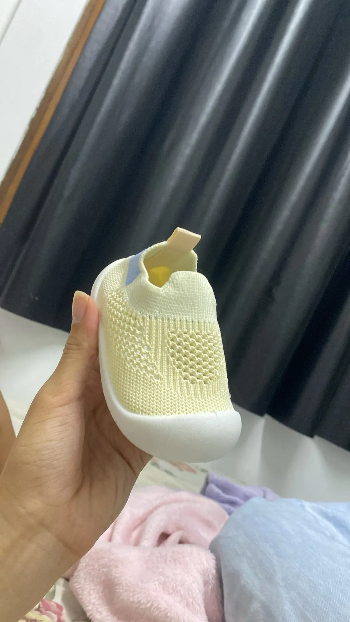 Spring Summer Toddler Shoes Breathable Knitted Kids Sneakers Boys Slip-on Tennis Shoes Girls Soft Non-slip School Casual Shoes photo review