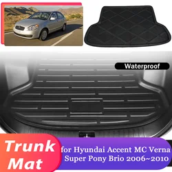 Car Trunk Mat for Hyundai Accent MC Verna Super Pony Brio 2006~2010 Luggage Waterproof Rug Cargo Boot Pad Liner Cover Accessorie