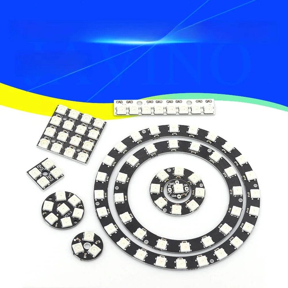 5V 1Bit 3 4Bit 7 8Bit 9 12Bit 16Bit 24Bit 32Bit 64 Bity WS2812 5050 RGB LED Ring Lamp Light + Zintegrowane sterowniki do Arduino Diy — zdjęcie 2