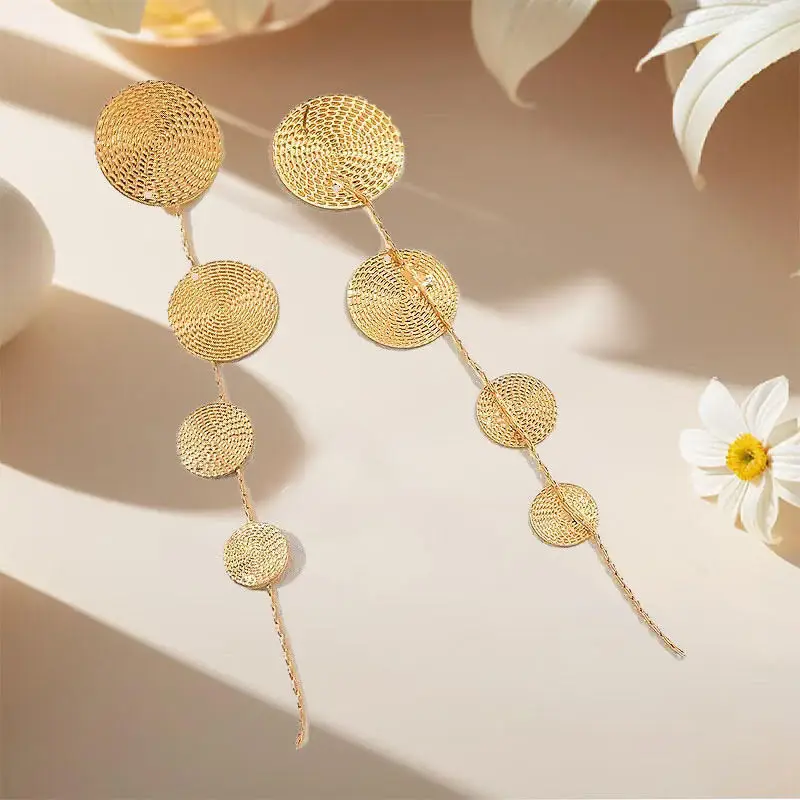 

LuxeWild Cascade Earrings – Gold Mesh & Leopard Drop Design